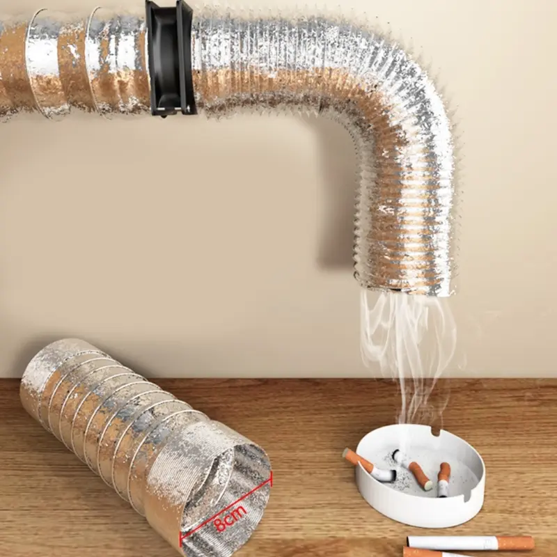 High-Performance Ventilation Fan with Powerful Suction and Plastic Duct Pipe for Effective Smoke and Dust Extraction