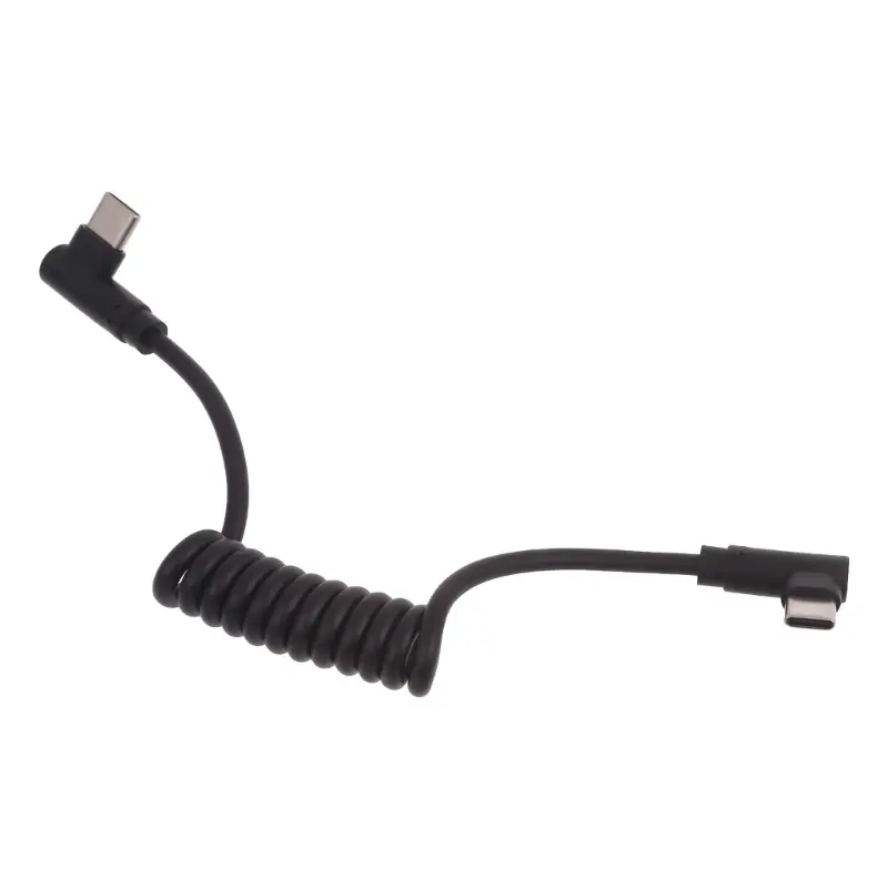 Fast Charging Type C to Type C Coiled Cable 90 Degree Designs Cable 20-50cm Durable for Smartphones & More