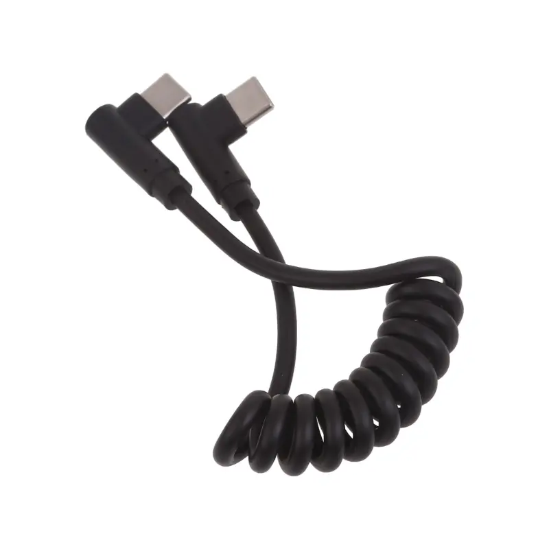 Fast Charging Type C to Type C Coiled Cable 90 Degree Designs Cable 20-50cm Durable for Smartphones & More