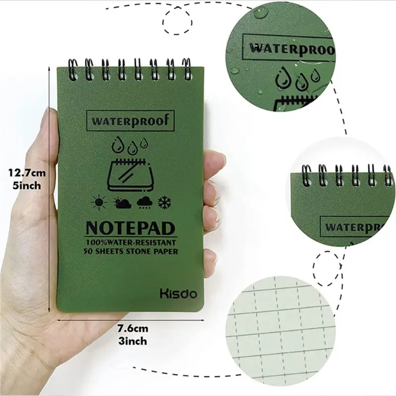 Stone Paper Waterproof Spiral Notebooks Notepad Pocket Notebook All-Weather Memos Blank Paper Notepad Spiral Notebooks