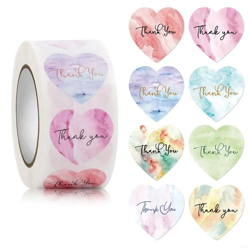LXAA 500Counts Heart Thank You Labels for Seal Envelope Packaging Wedding Valentines