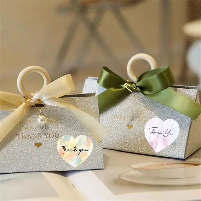 LXAA 500Counts Heart Thank You Labels for Seal Envelope Packaging Wedding Valentines
