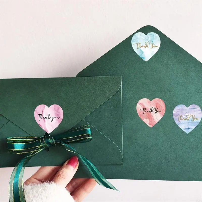 LXAA 500Counts Heart Thank You Labels for Seal Envelope Packaging Wedding Valentines