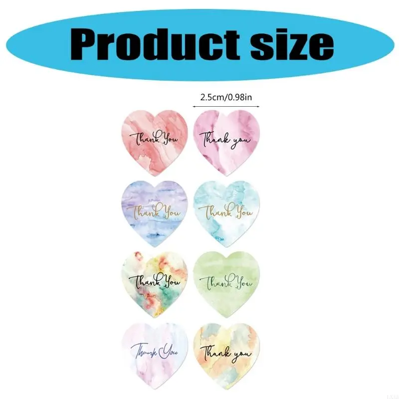 LXAA 500Counts Heart Thank You Labels for Seal Envelope Packaging Wedding Valentines