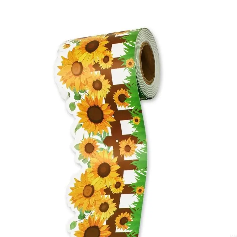 LXAA 18m Bulletin Board Borders Sunflowers Classroom Blackboards Flowers Border Trim Decoration for Poster Boards Decoration