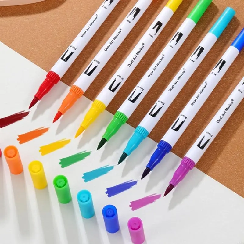 LXAA 60/72/80/100 Color Acrylic Markers Double Tip Brush Pen Acrylic Pen Drawing Pen