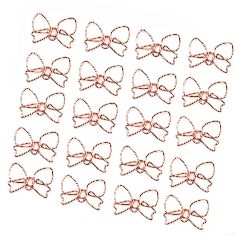 LXAA 100Pcs Bowknot Paper Clip Small Metal Paperclip File Clip Metal Book Marker Clip