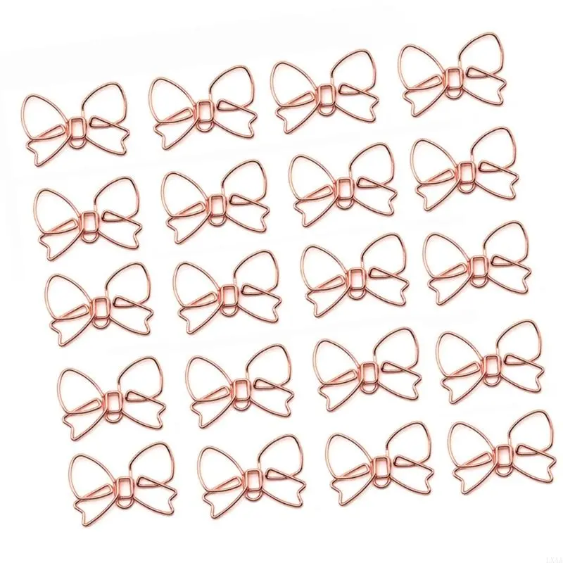 LXAA 100Pcs Bowknot Paper Clip Small Metal Paperclip File Clip Metal Book Marker Clip