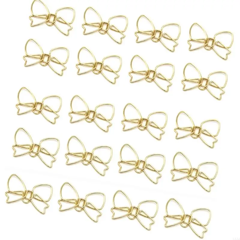 LXAA 100Pcs Bowknot Paper Clip Small Metal Paperclip File Clip Metal Book Marker Clip