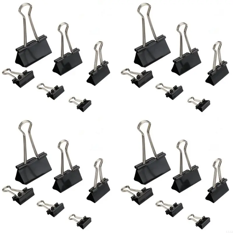 LXAA 24Pcs Stainless Steel Foldback Clip Metal Binder Clip Paper Clamps for Office