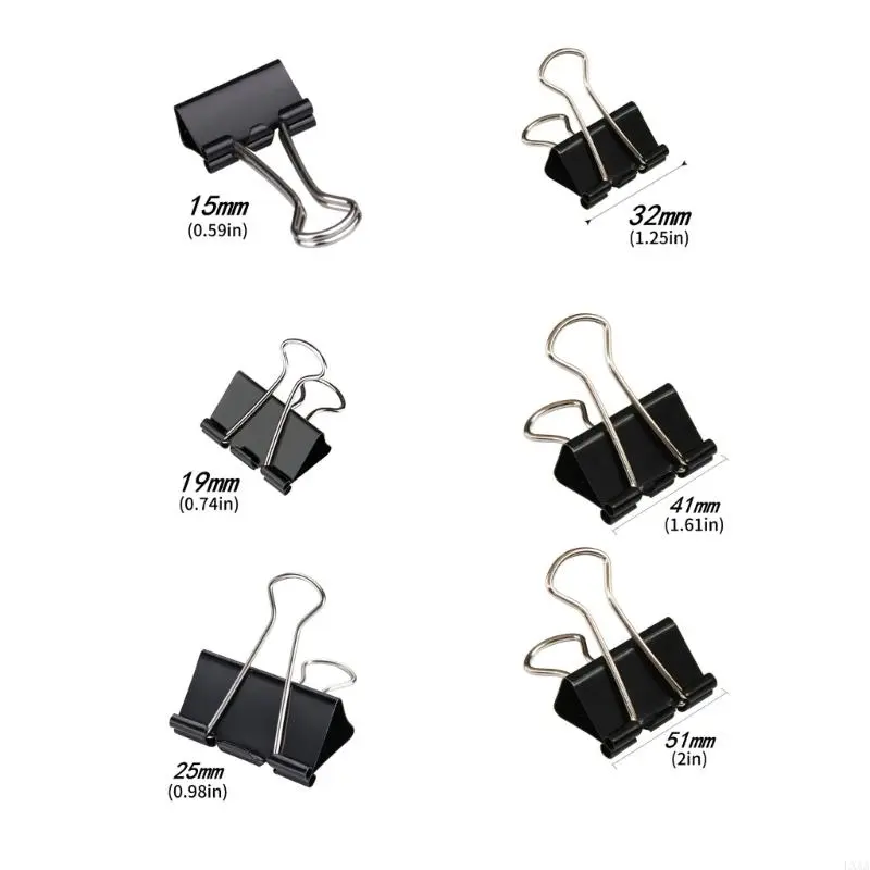 LXAA 24Pcs Stainless Steel Foldback Clip Metal Binder Clip Paper Clamps for Office