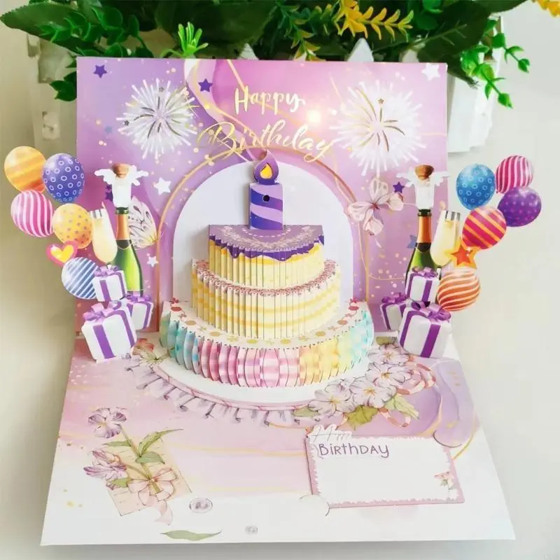 LXAA Light and Sound Birthday Card 3D Birthday Cake Greeting Card Happy Birthday Card