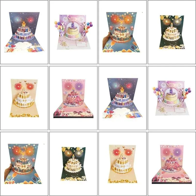 LXAA Light and Sound Birthday Card 3D Birthday Cake Greeting Card Happy Birthday Card