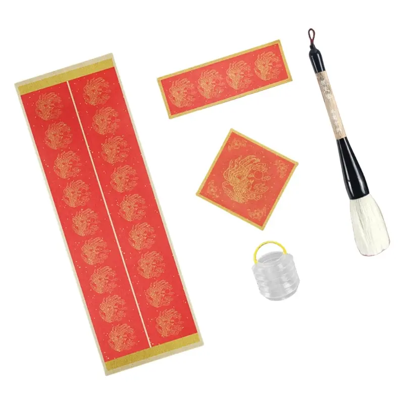Beginner Chinese Set with Water Writing Cloth Brush Washing Bucket