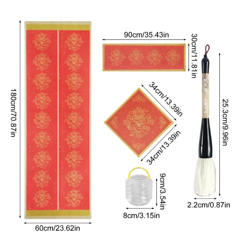 Beginner Chinese Set with Water Writing Cloth Brush Washing Bucket