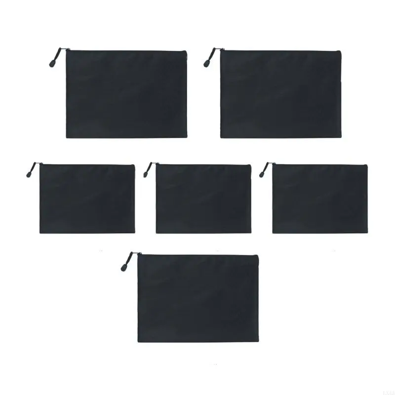 LXAA 6Pcs File Wallet Bag Water Resistant Oxford Money Bag Zippered Document Folder