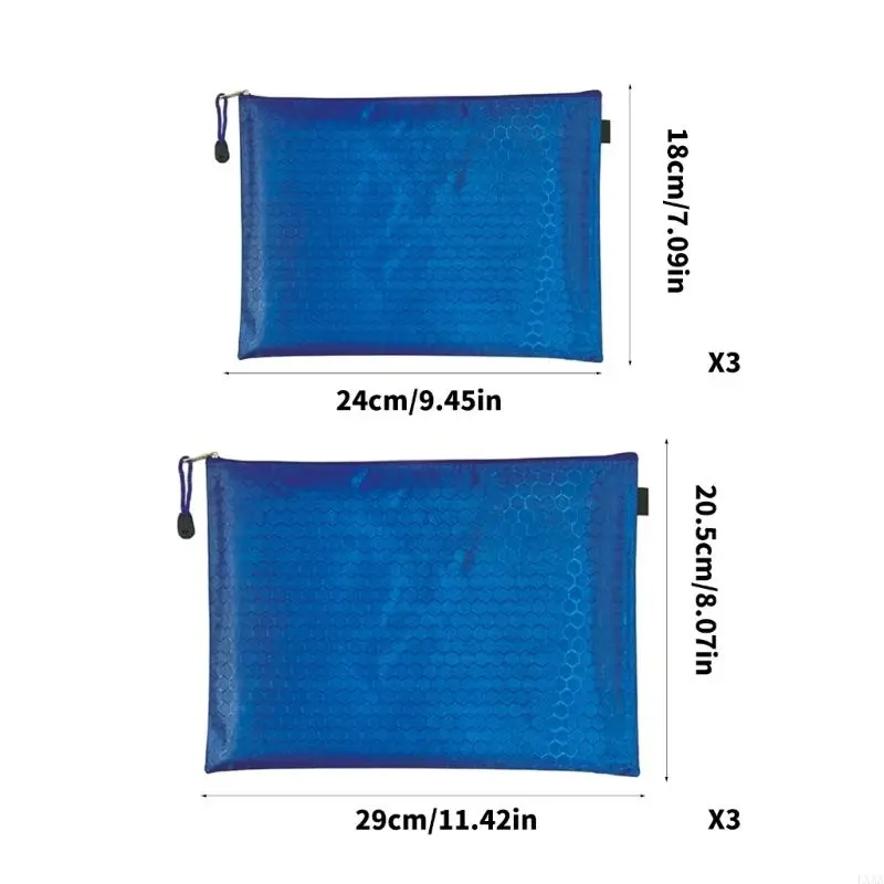 LXAA 6Pcs File Wallet Bag Water Resistant Oxford Money Bag Zippered Document Folder