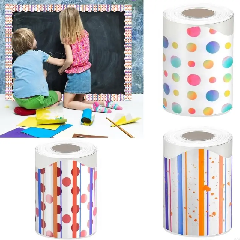 LXAA 10m Adhesive Bulletin Board Border Colorful Dots Bulletin Border Trim Bulletin Board Sticker for Classroom Decoration