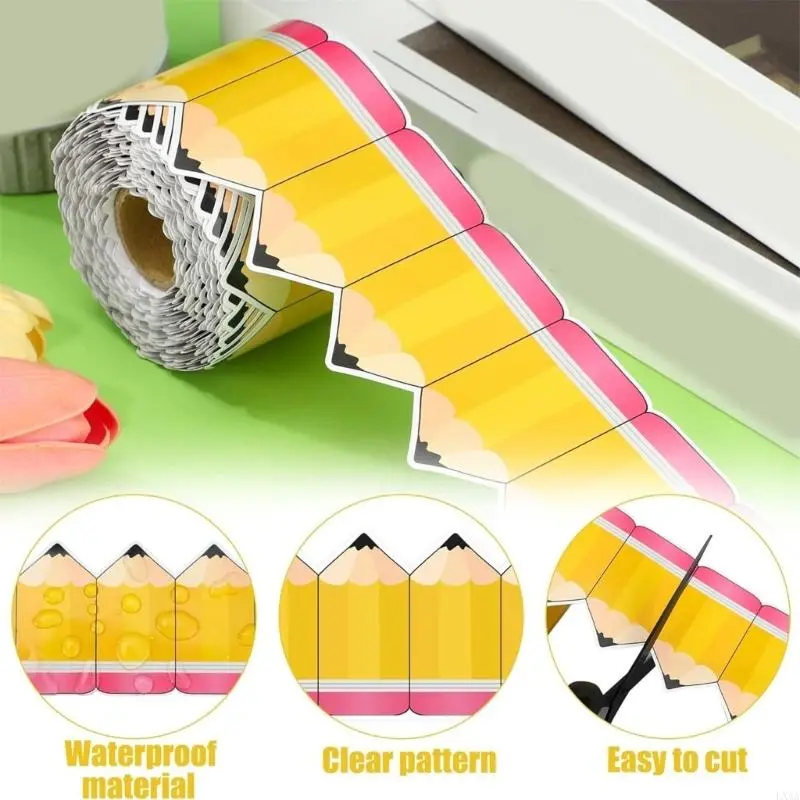 LXAA 19.7ft Pencil Pattern Border Trim for Classroom Whiteboard Chalkboard Decoration
