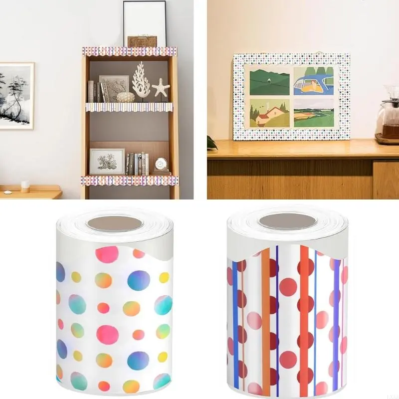 LXAA 10m Adhesive Bulletin Board Border Colorful Dots Bulletin Border Trim Bulletin Board Sticker for Classroom Decoration