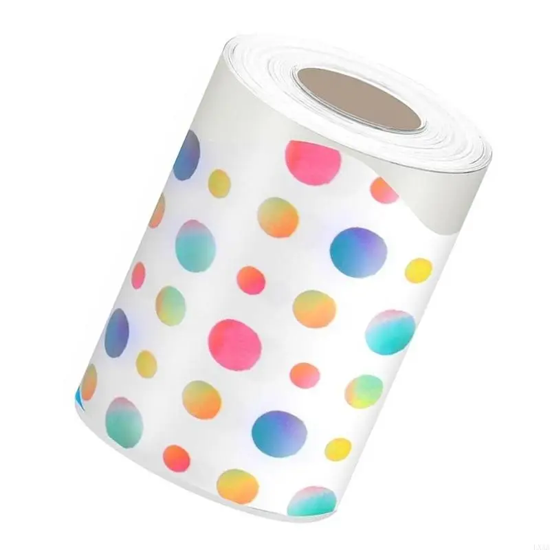 LXAA 10m Adhesive Bulletin Board Border Colorful Dots Bulletin Border Trim Bulletin Board Sticker for Classroom Decoration