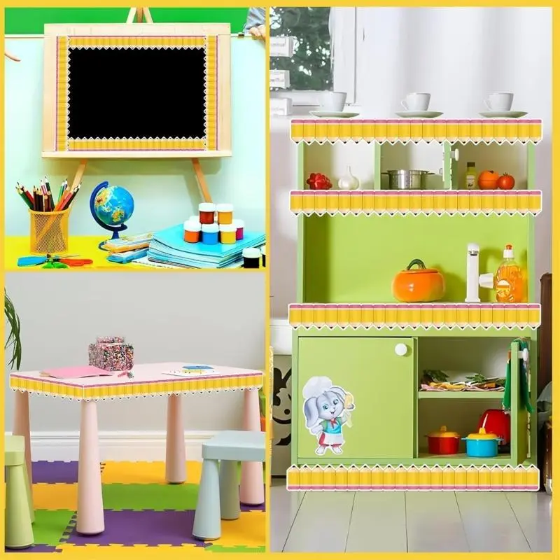 LXAA 19.7ft Pencil Pattern Border Trim for Classroom Whiteboard Chalkboard Decoration