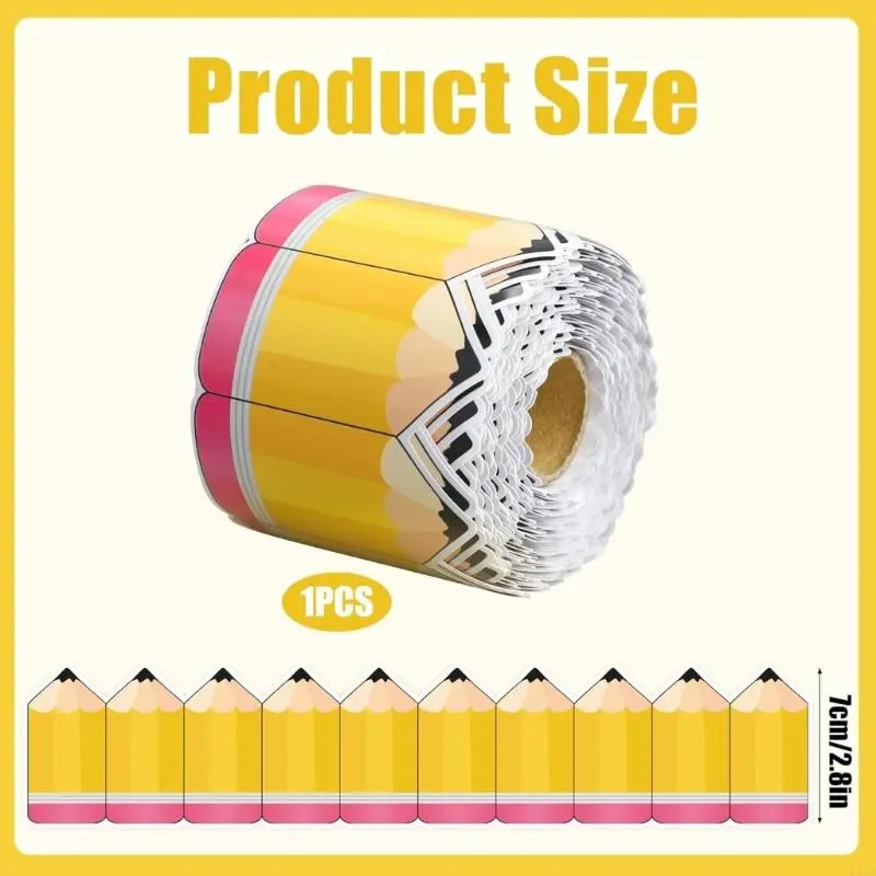 LXAA 19.7ft Pencil Pattern Border Trim for Classroom Whiteboard Chalkboard Decoration