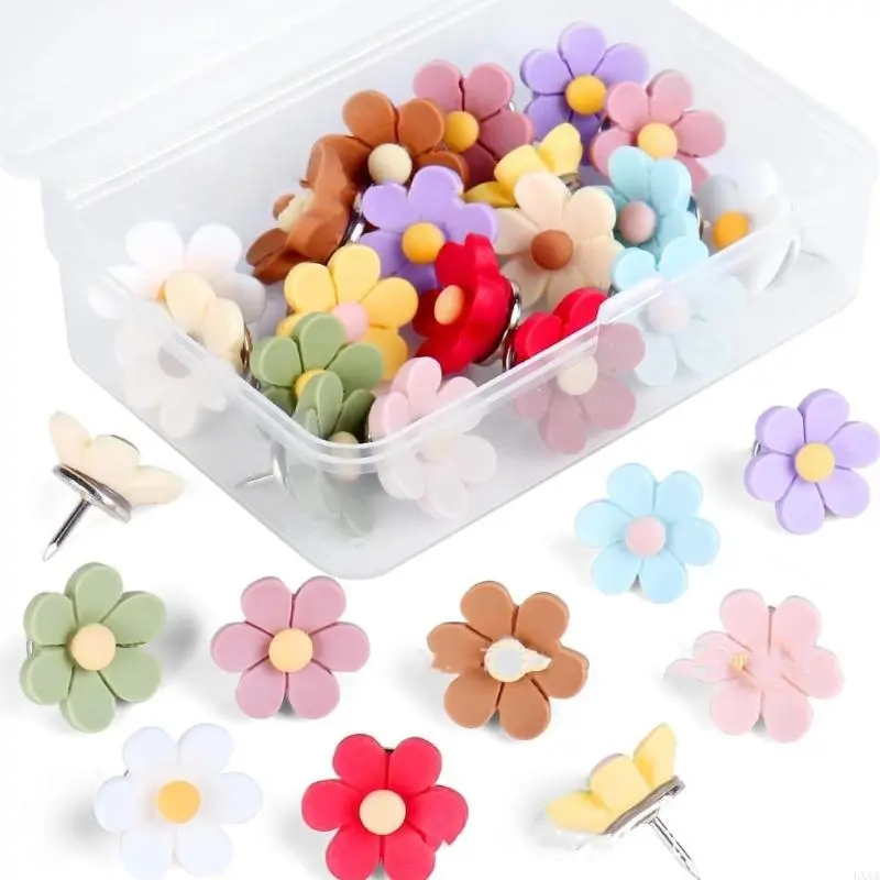 LXAA Flower Head Push Pins for Office Bulletin Board Cork Board Notice Board Pin