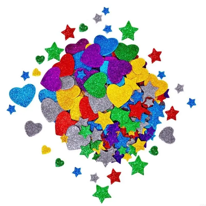 LXAA Glittering Heart Star Sticker Adhesive Sticker for Art Craft Scrapbooking Birthday Christmas Children Reward Sticker