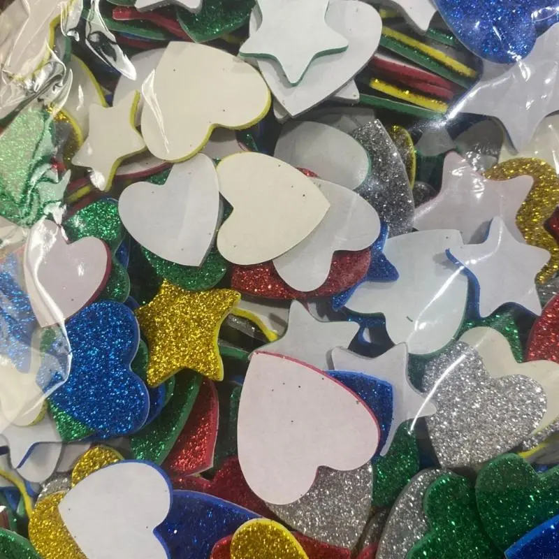 LXAA Colorful Glittered Star Heart Sticker Adhesive Foam Sticker for Scrapbooking