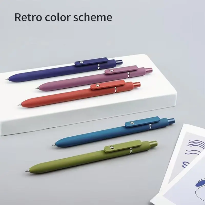 LXAA 5PCS Retractable Gel Pen with 10 Refills Quick Drying Gel Inks Pen 0.42MM Tip