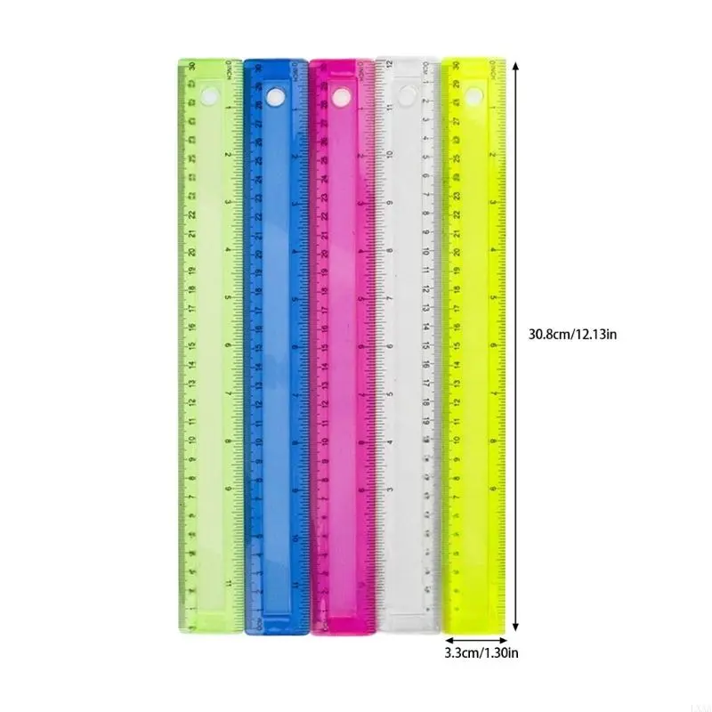 LXAA Clear Ruler Straight Ruler Inches Centimeters Double Scale Ruler Drawing Ruler
