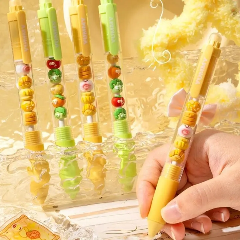 LXAA 2/4Pcs Cartoon Beaded Gel Pen Retractable Gel Pen 0.5mm Quick Drying for Office