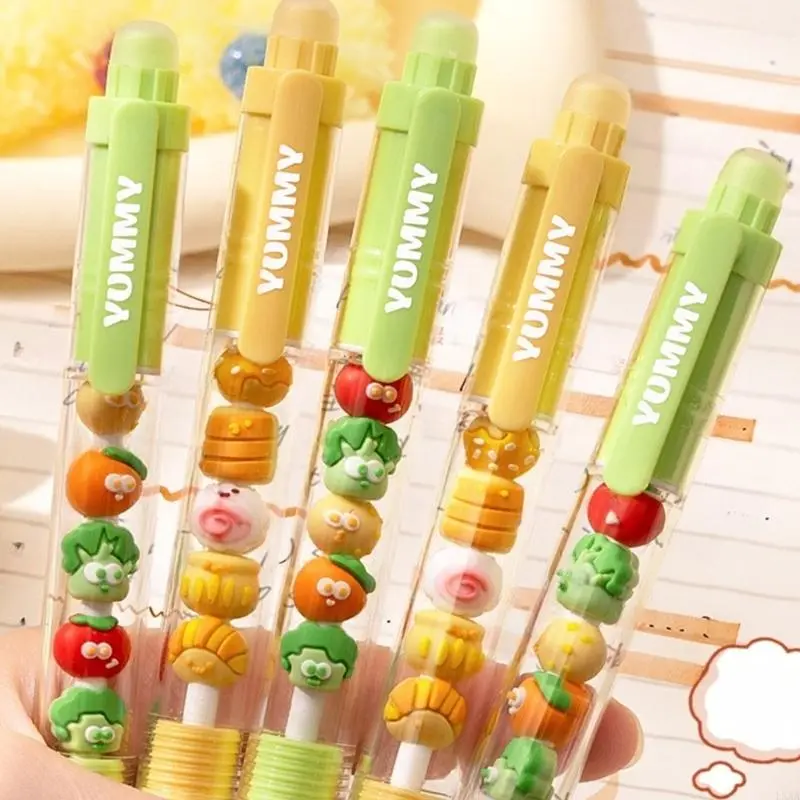 LXAA 2/4Pcs Cartoon Beaded Gel Pen Retractable Gel Pen 0.5mm Quick Drying for Office