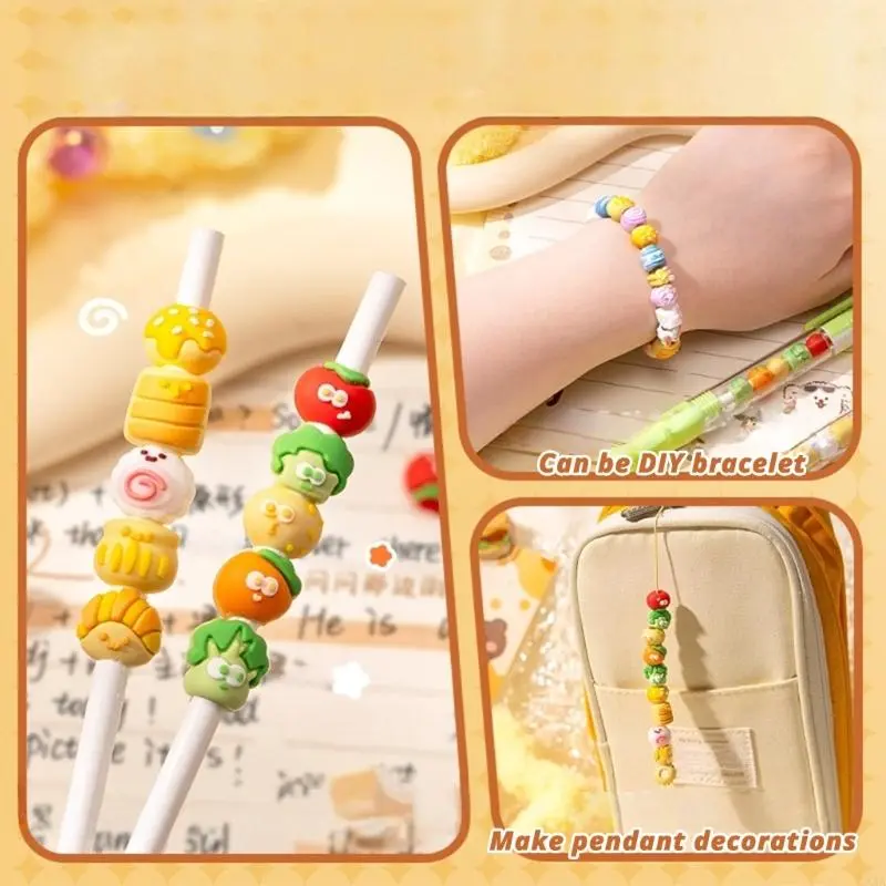 LXAA 2/4Pcs Cartoon Beaded Gel Pen Retractable Gel Pen 0.5mm Quick Drying for Office