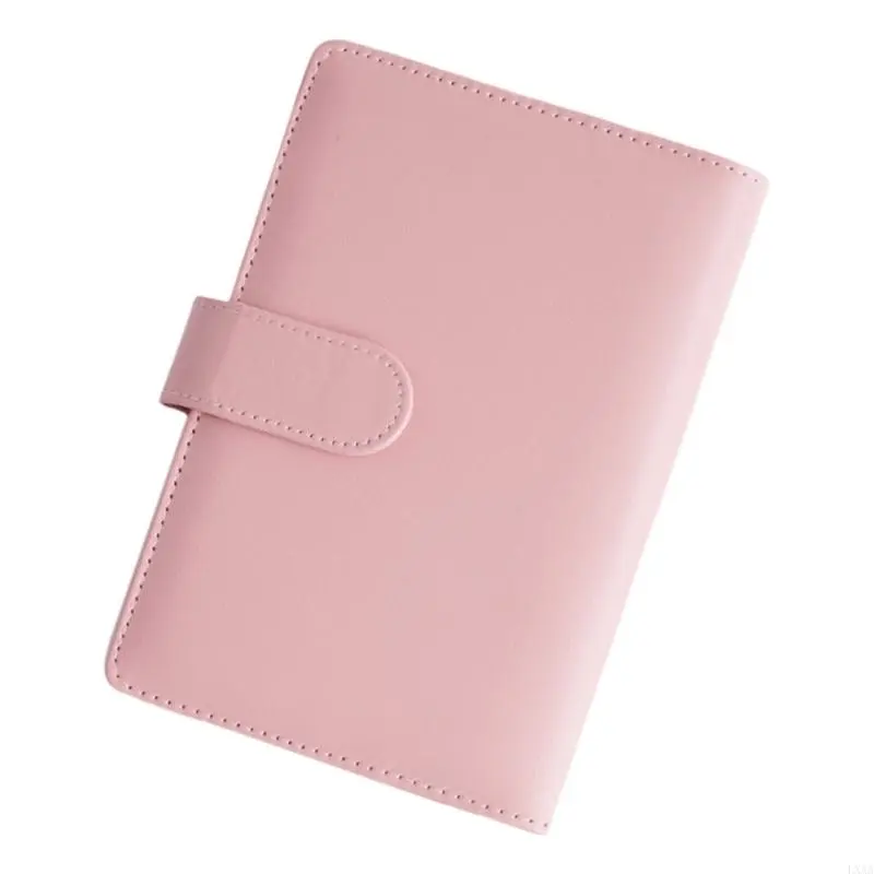 LXAA Refillable Leather 6 Rings Binder with Pocket Elastic Pen Slot for Notebook