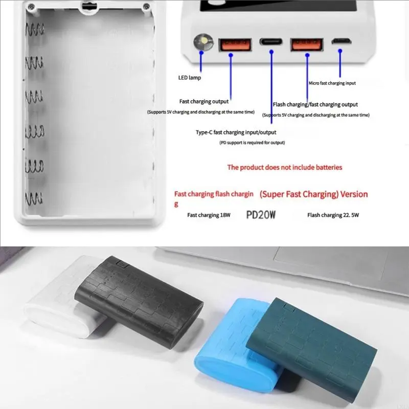 LXAA Power Banks Shell DIY Power Banks Enclosure Double USB Output for 8x18650 Batteries