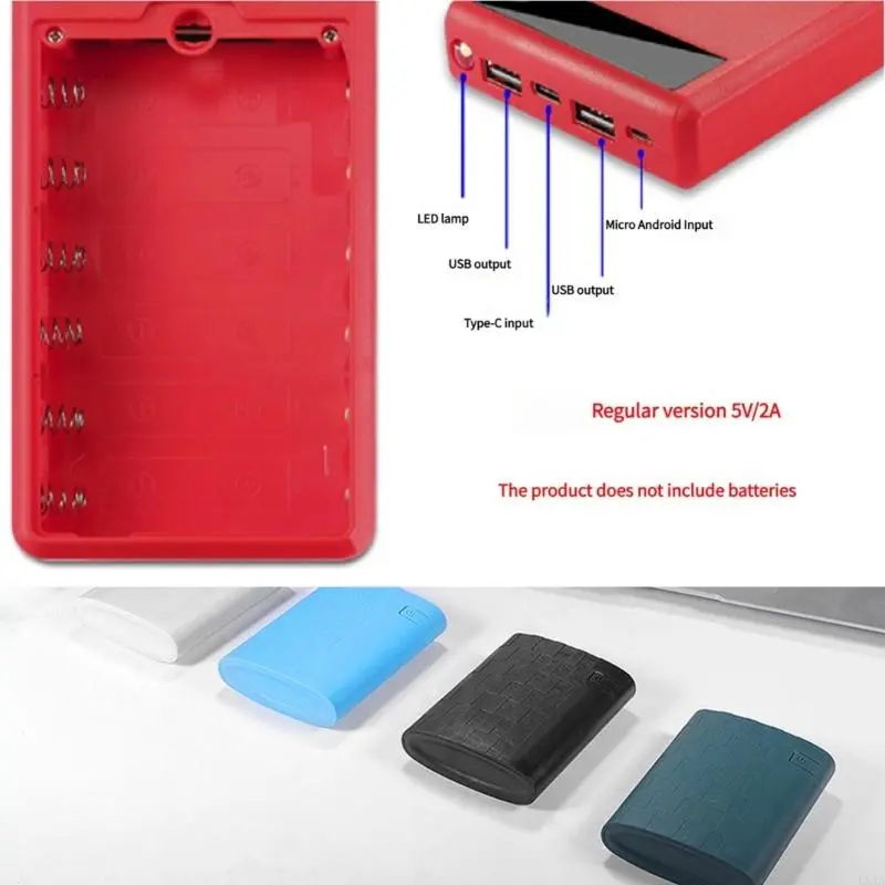 LXAA Power Banks Shell DIY Power Banks Enclosure Double USB Output for 8x18650 Batteries