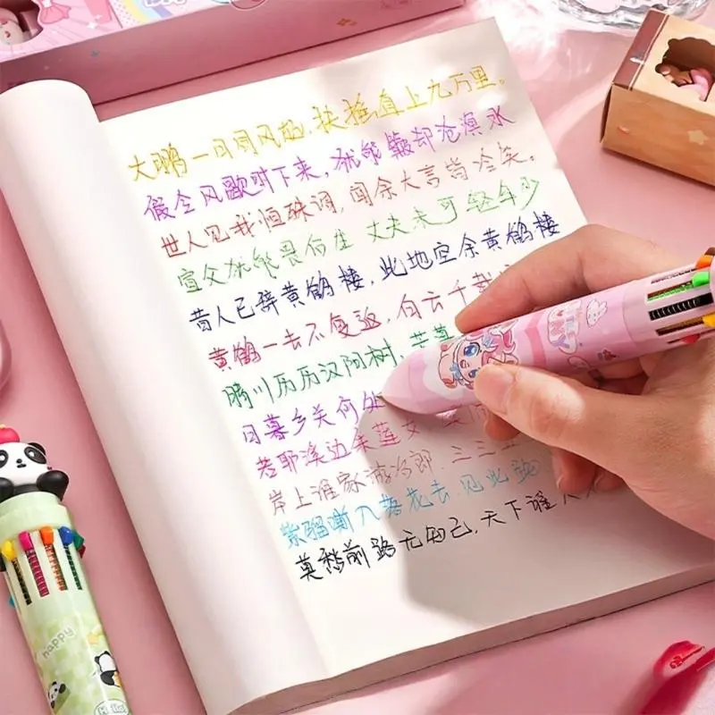 LXAA Multicoloured Pen 0.5mm Ballpoint Pen 10/12 Colors Retractable Ballpoint Pen