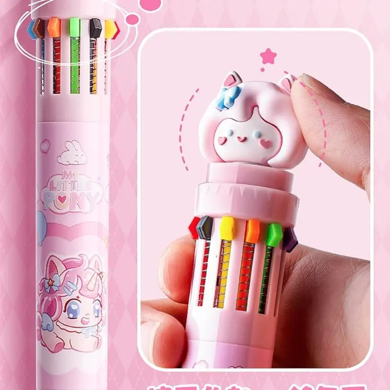 LXAA Multicoloured Pen 0.5mm Ballpoint Pen 10/12 Colors Retractable Ballpoint Pen