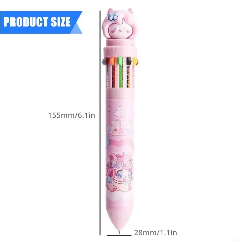 LXAA Multicoloured Pen 0.5mm Ballpoint Pen 10/12 Colors Retractable Ballpoint Pen