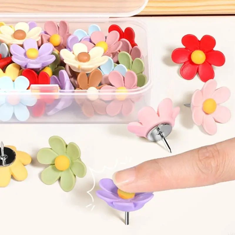 LXAA 20/30Pcs Flower Head Push Pin for Bulletin Board Cork Board Tacks Drawing Pin