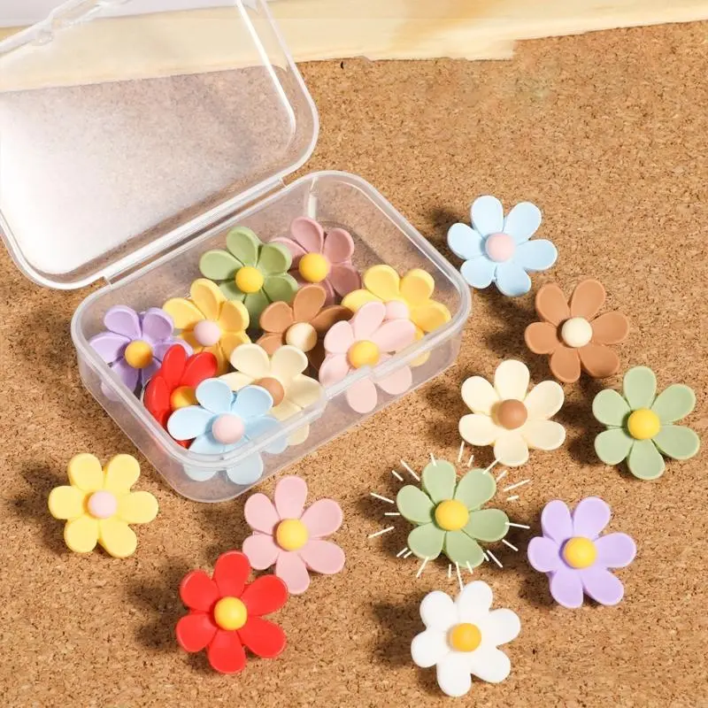LXAA 20/30Pcs Flower Head Push Pin for Bulletin Board Cork Board Tacks Drawing Pin