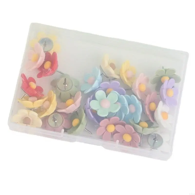 LXAA 20/30Pcs Flower Head Push Pin for Bulletin Board Cork Board Tacks Drawing Pin