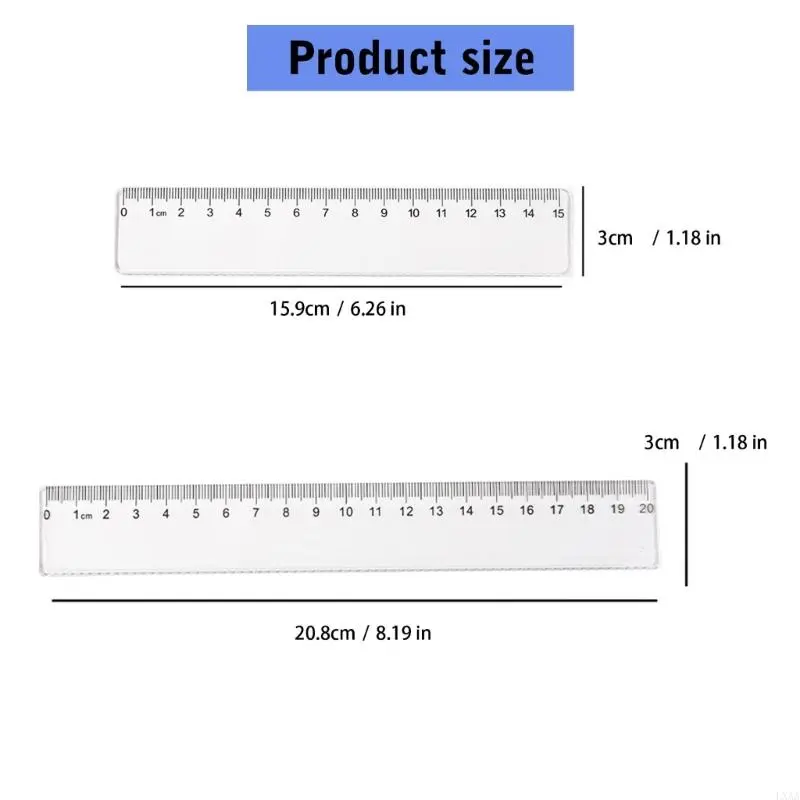 LXAA 5 Pcs 15cm 20cm Straight Ruler Clear Ruler Primary School Ruler Set Plastic Ruler Drawing Tool School Supplies
