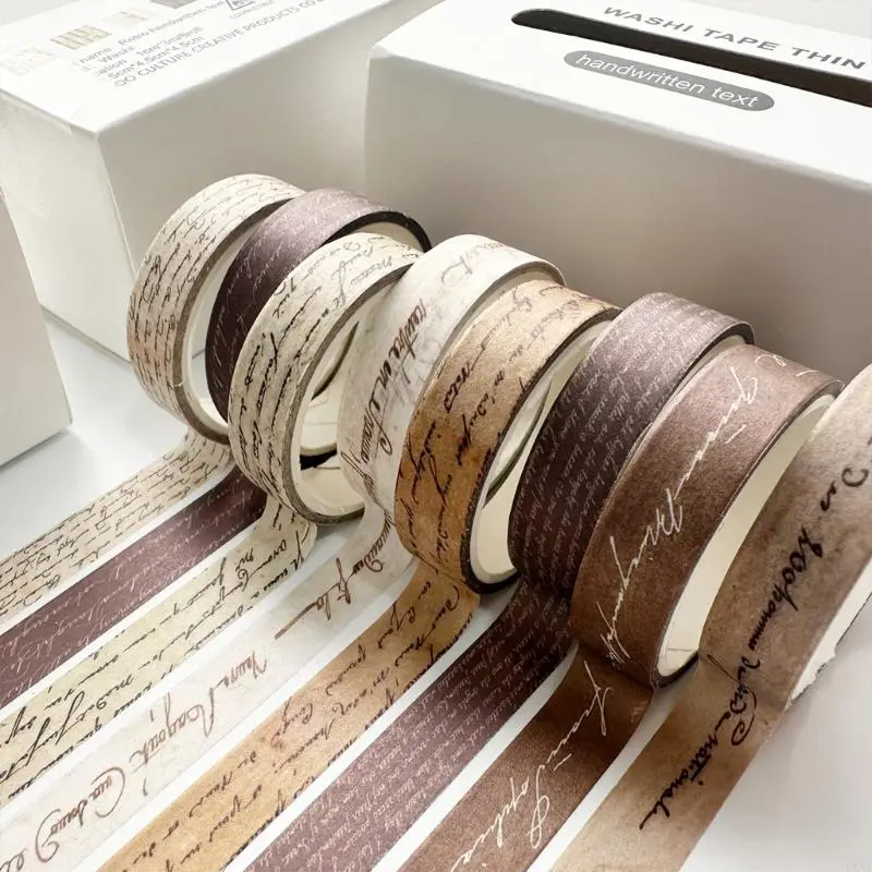 LXAA 8Roll Vintage Scrapbooking Tape Aesthetic Decorative Tape for Scrapbooking Album