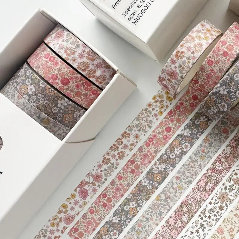 LXAA 8Roll Vintage Scrapbooking Tape Aesthetic Decorative Tape for Scrapbooking Album