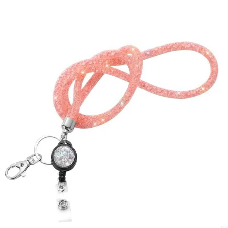 LXAA Rhinestones Lanyard Badge Card Holder Lanyard for Teacher Retractable Lanyard Necklace Eyeglass Holder Lanyard for Women