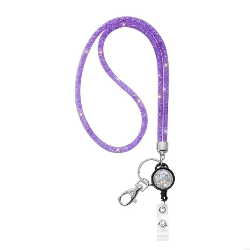 LXAA Rhinestones Lanyard Badge Card Holder Lanyard for Teacher Retractable Lanyard Necklace Eyeglass Holder Lanyard for Women