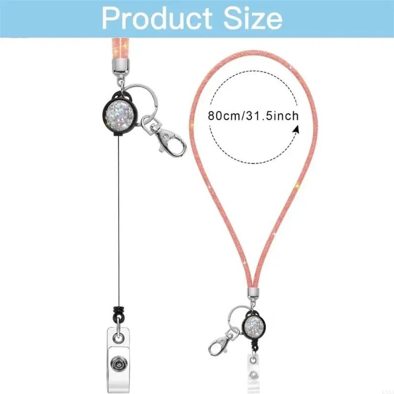 LXAA Rhinestones Lanyard Badge Card Holder Lanyard for Teacher Retractable Lanyard Necklace Eyeglass Holder Lanyard for Women